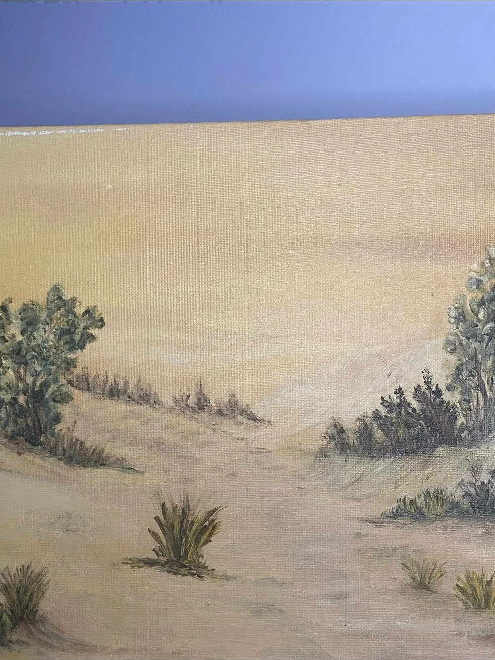 Beautiful DESERT LANDSCAPE PAINTING Vintage Signed 10”x 14” On Canvas Board